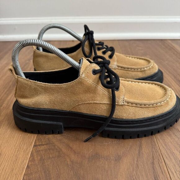 Zara Tan Suede Oxford Chunky Lug Sole EU 40 - Picture 4 of 10
